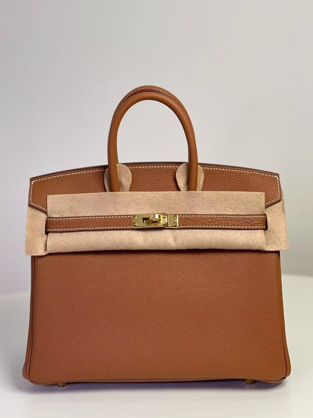 Hermes Birkin 25 Golden Brown Togo Leather Handbag Gold Hardware