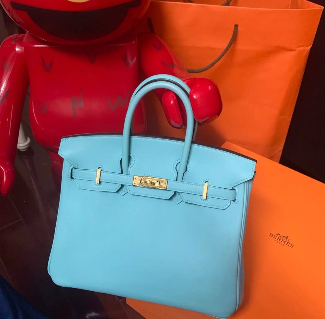 Hermès Birkin 25 Bleu Atoll Swift Leather Handbag Gold Hardware