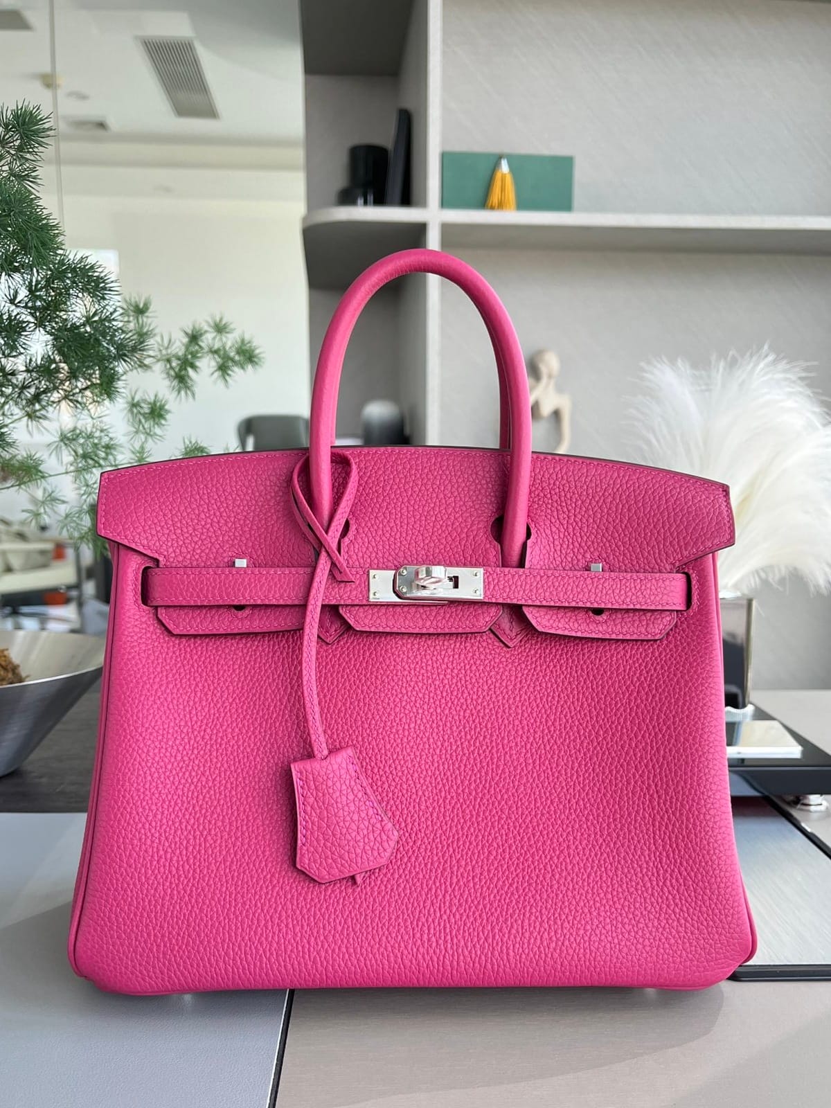 Hermès Birkin 25 Rose Pourpre Togo Leather Handbag Palladium Hardware